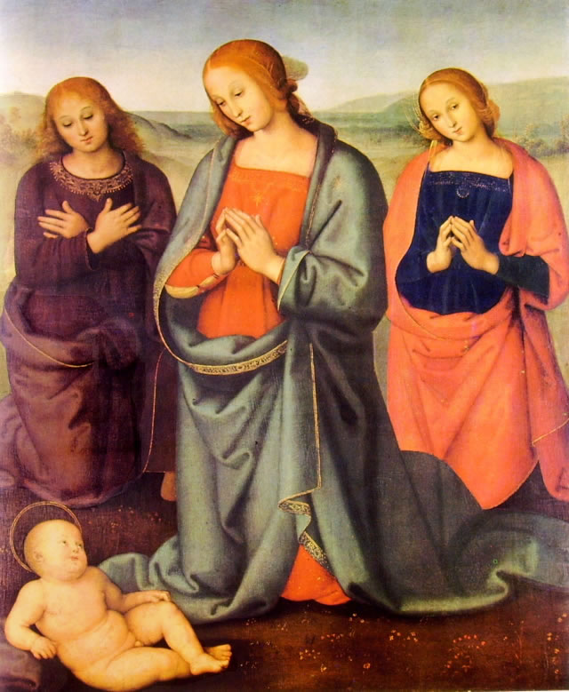 Al momento stai visualizzando “Madonna con i santi Giovanni Evangelista e Maddalena in adorazione del bambino” del Perugino